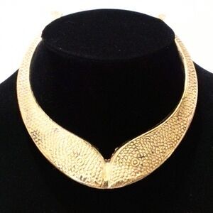 Vintage Brass Fish Collar Style Choker Necklace